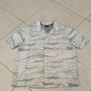 Ted Baker White and Blue Patterned Button Up Shirt